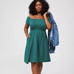 Torrid mini super soft off the shoulder dress in vic motifs botanical garden
